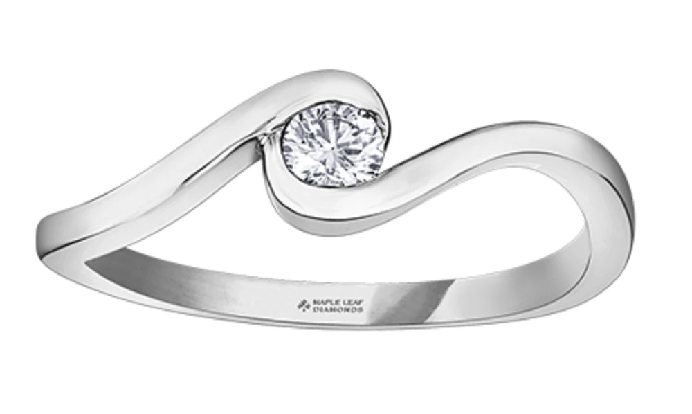 14K White Gold 0.14cttw Diamond Engagement Ring, 6 - /