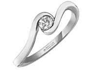 14K White Gold 0.14cttw Diamond Engagement Ring, 6 - /