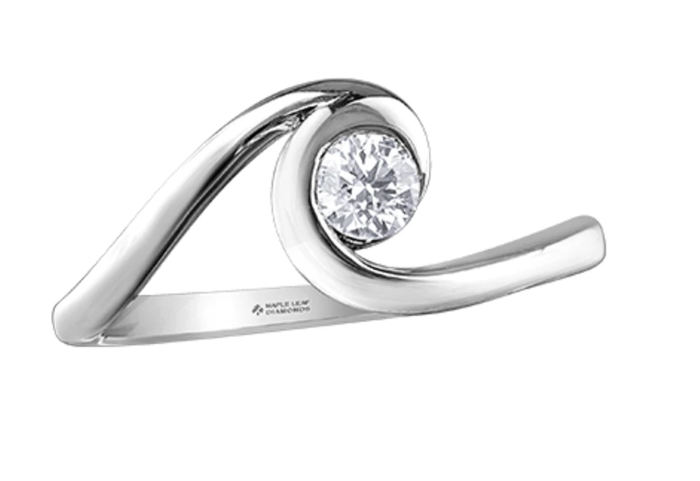 14K White Gold 0.23cttw Diamond Engagement Ring, 6 - /