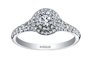 18K White Gold/Palladium Alloy & Rose Gold (hypoallergenic) Halo Diamond Ring