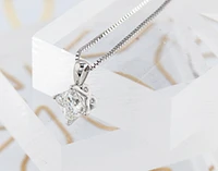 18K White Gold & Palladium Alloy (hypoallergenic) Princess Diamond Necklace - / Carat Weight