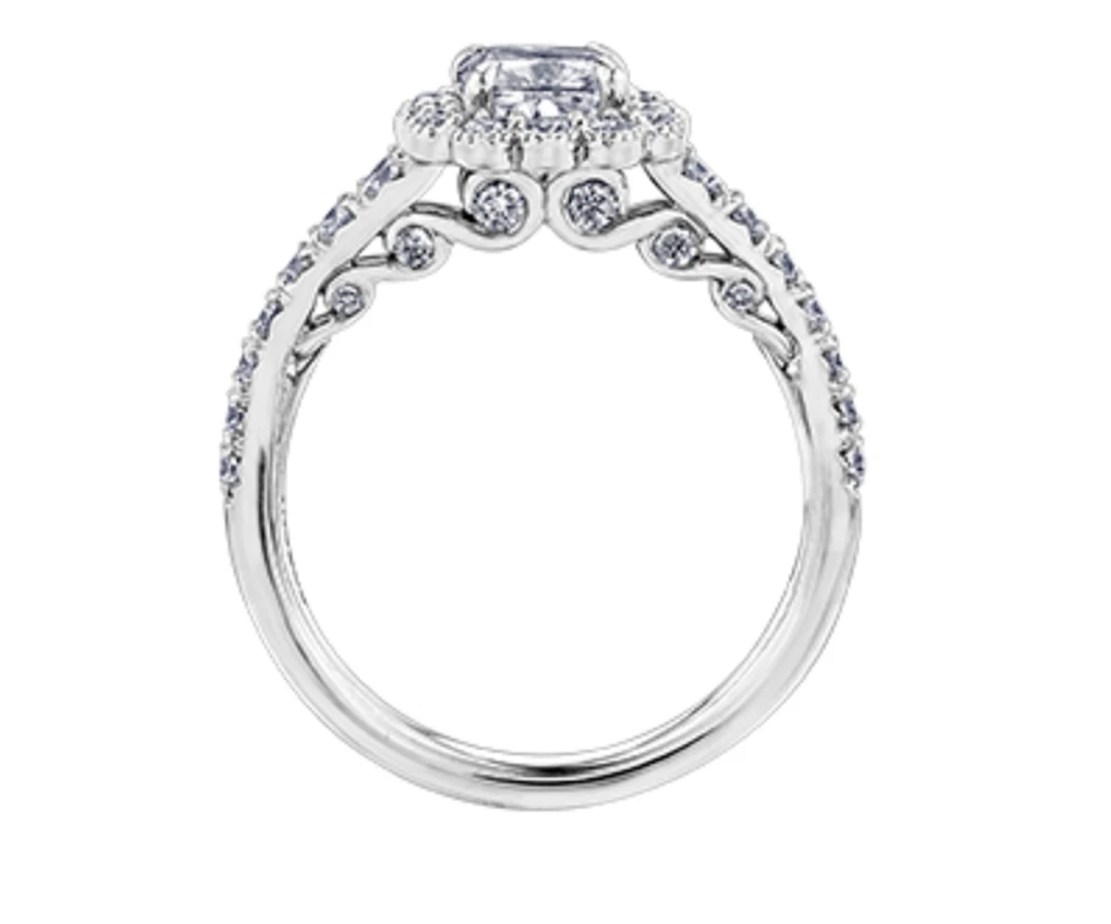 18K White Gold/Palladium Alloy (hypoallergenic) 1.10-1.70cttw Cushion Flower Halo Diamond Ring - Gold / 1.10 Carat Total