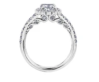 18K White Gold/Palladium Alloy (hypoallergenic) 1.10-1.70cttw Cushion Flower Halo Diamond Ring - Gold / 1.10 Carat Total