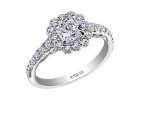 18K White Gold/Palladium Alloy (hypoallergenic) 1.10-1.70cttw Cushion Flower Halo Diamond Ring - Gold / 1.10 Carat Total