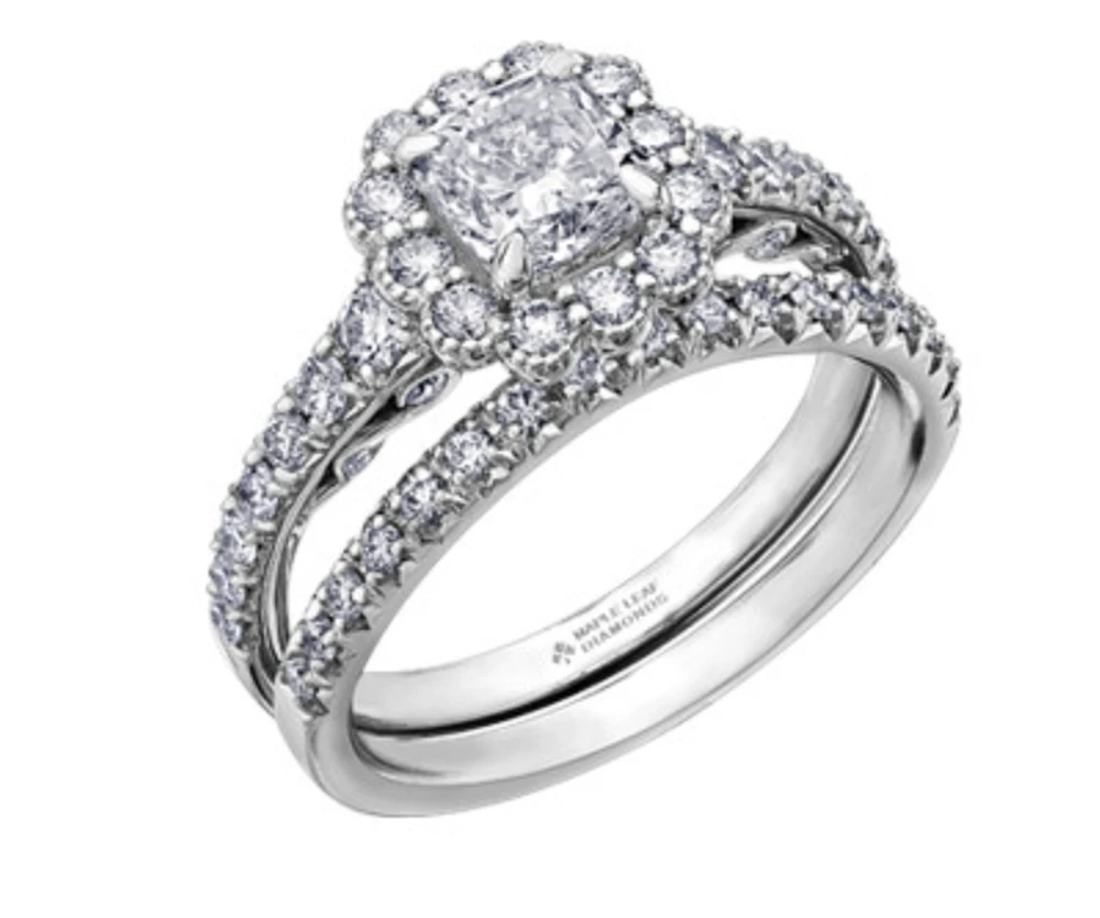 18K White Gold/Palladium Alloy (hypoallergenic) 1.10-1.70cttw Cushion Flower Halo Diamond Ring - Gold / 1.10 Carat Total