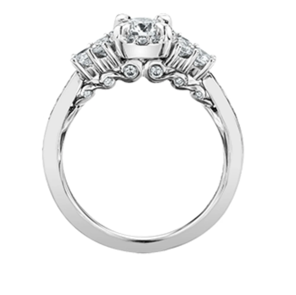 18K White Gold/Palladium Alloy (hypoallergenic) 1.00cttw Halo & Channel Set Diamond Ring - Gold /