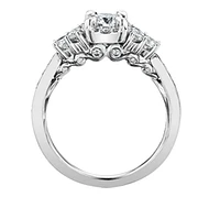 18K White Gold/Palladium Alloy (hypoallergenic) 1.00cttw Halo & Channel Set Diamond Ring - Gold /