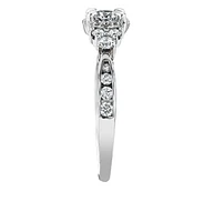 18K White Gold/Palladium Alloy (hypoallergenic) 1.00cttw Halo & Channel Set Diamond Ring - Gold /