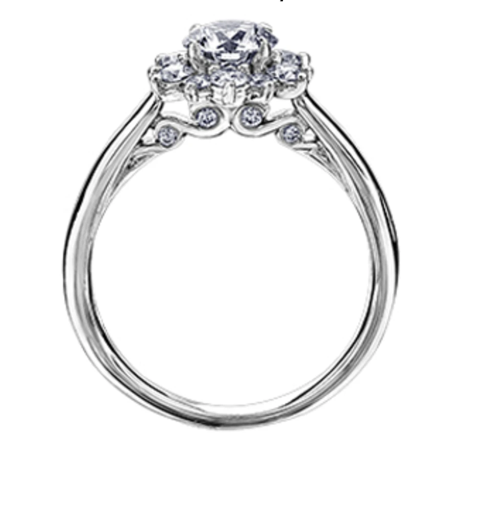 18K White Gold/Palladium Alloy (hypoallergenic) 0.60-1.66cttw Round Brilliant Flower Halo Diamond Ring - Gold / 0.60 Carat Total