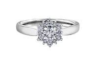 18K White Gold/Palladium Alloy (hypoallergenic) 0.60-1.66cttw Round Brilliant Flower Halo Diamond Ring - Gold / 0.60 Carat Total