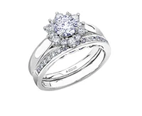 18K White Gold/Palladium Alloy (hypoallergenic) 0.60-1.66cttw Round Brilliant Flower Halo Diamond Ring - Gold / 0.60 Carat Total