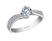 18K White Gold/Palladium Alloy (hypoallergenic) 1.05cttw Round Brilliant Diamond Ring - Gold /