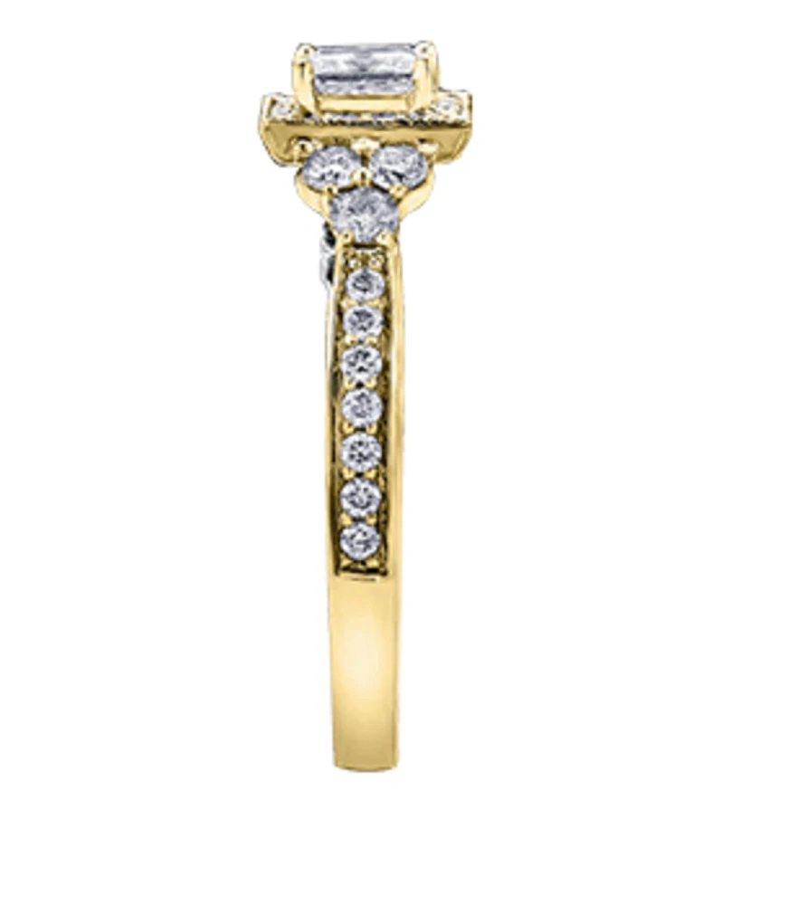 18K White Gold/Palladium Alloy (hypoallergenic) 1.00cttw Princess Halo Diamond Ring - Gold /
