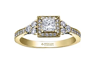 18K White Gold/Palladium Alloy (hypoallergenic) 1.00cttw Princess Halo Diamond Ring - Gold /