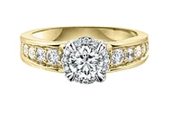 18K White Gold/Palladium Alloy (hypoallergenic) Halo & Channel Set Diamond Ring - Gold /