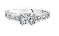 18K White Gold/Palladium Alloy (hypoallergenic) 1.21cttw Princess Channel Set Diamond Ring - Gold /