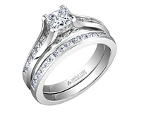 18K White Gold/Palladium Alloy (hypoallergenic) 1.21cttw Princess Channel Set Diamond Ring - Gold /