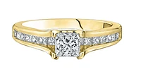 18K White Gold/Palladium Alloy (hypoallergenic) 1.21cttw Princess Channel Set Diamond Ring - Gold /