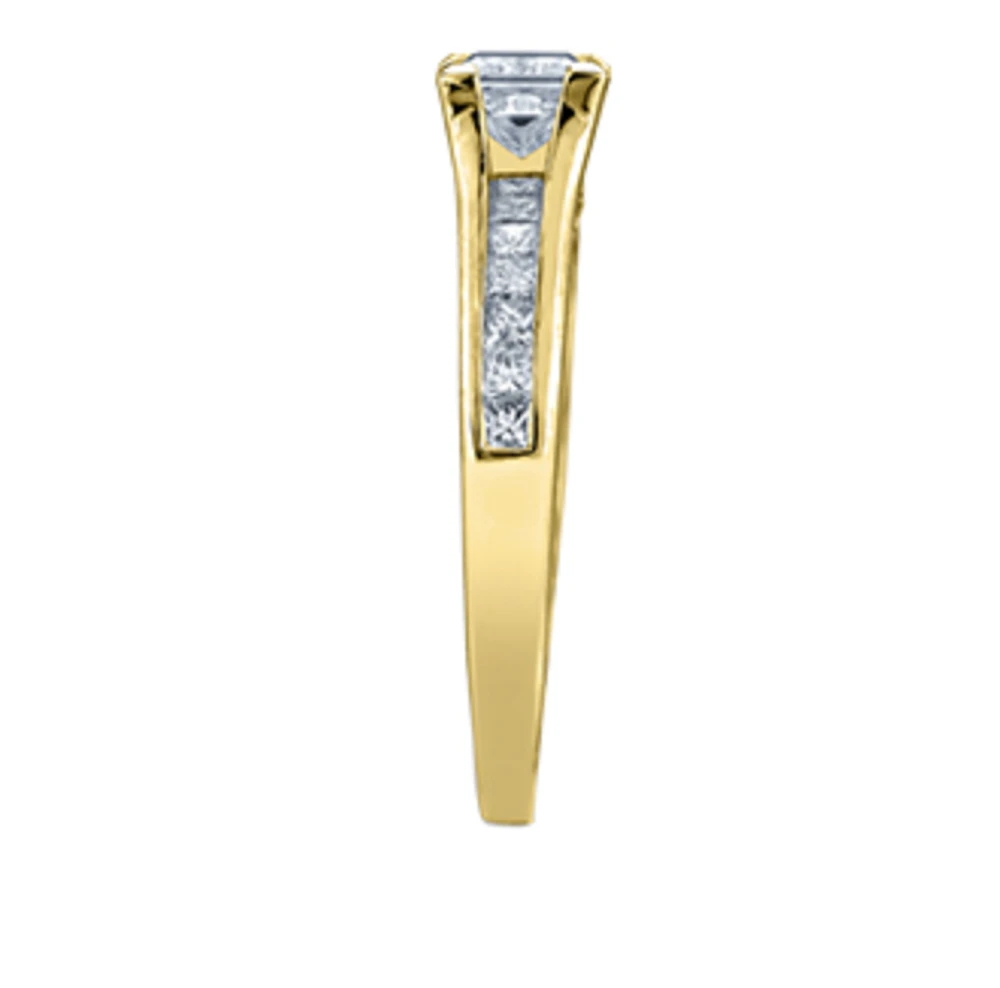 18K White Gold/Palladium Alloy (hypoallergenic) 1.21cttw Princess Channel Set Diamond Ring - Gold /