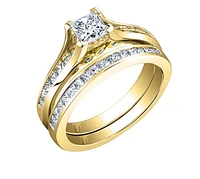 18K White Gold/Palladium Alloy (hypoallergenic) 1.21cttw Princess Channel Set Diamond Ring - Gold /