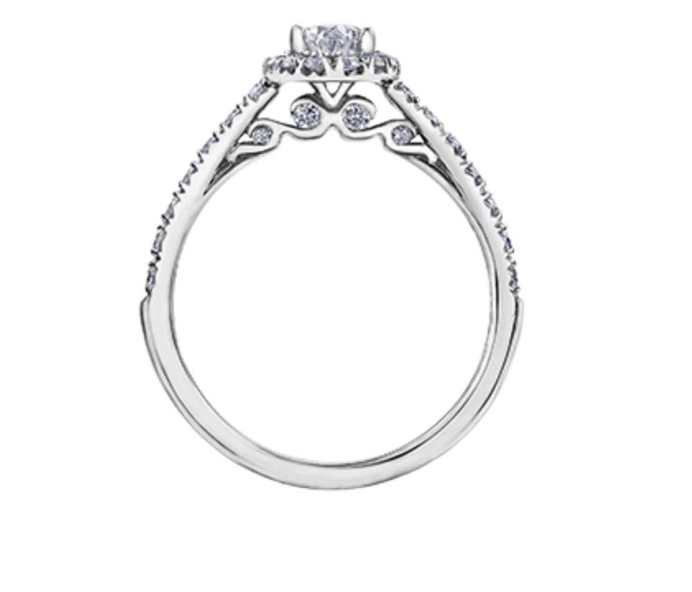 18K White Gold/Palladium Alloy (hypoallergenic) 1.00cttw Oval Shape Halo Diamond Ring - Gold /