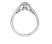 18K White Gold/Palladium Alloy (hypoallergenic) 1.00cttw Oval Shape Halo Diamond Ring - Gold /
