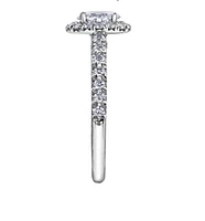 18K White Gold/Palladium Alloy (hypoallergenic) 1.00cttw Oval Shape Halo Diamond Ring - Gold /