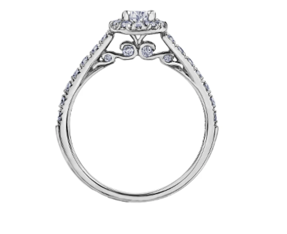18K White Gold/Palladium Alloy (hypoallergenic) 1.00cttw Pear Shape Halo Diamond Ring - Gold /