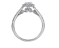 18K White Gold/Palladium Alloy (hypoallergenic) 1.00cttw Pear Shape Halo Diamond Ring - Gold /