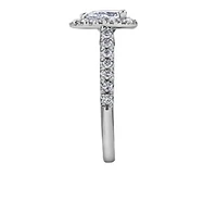 18K White Gold/Palladium Alloy (hypoallergenic) 1.00cttw Pear Shape Halo Diamond Ring - Gold /