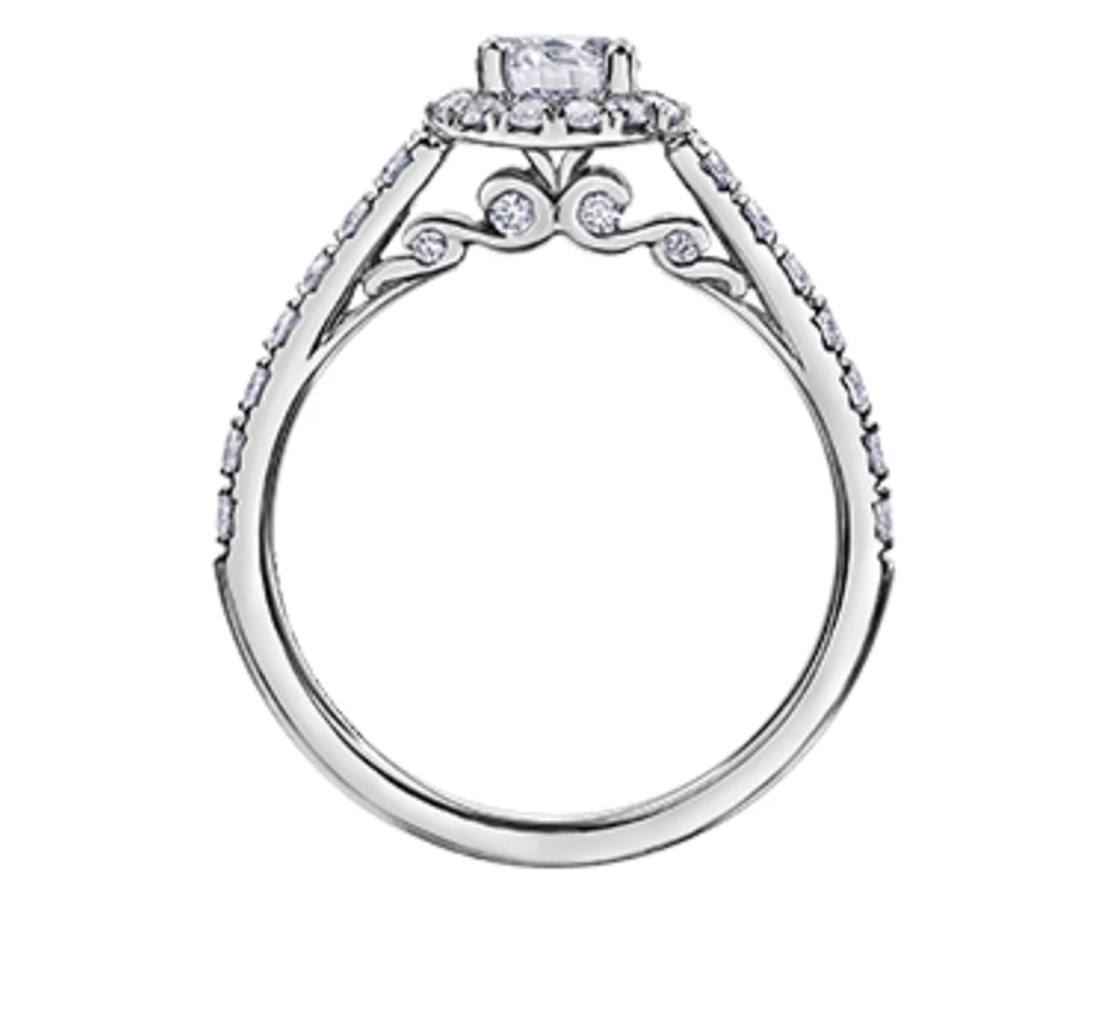 18K White Gold/Palladium Alloy (hypoallergenic) 1.00cttw Round Brilliant Halo Diamond Ring - Gold /