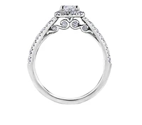 18K White Gold/Palladium Alloy (hypoallergenic) 1.00cttw Cushion Shape Halo Diamond Ring - Gold /