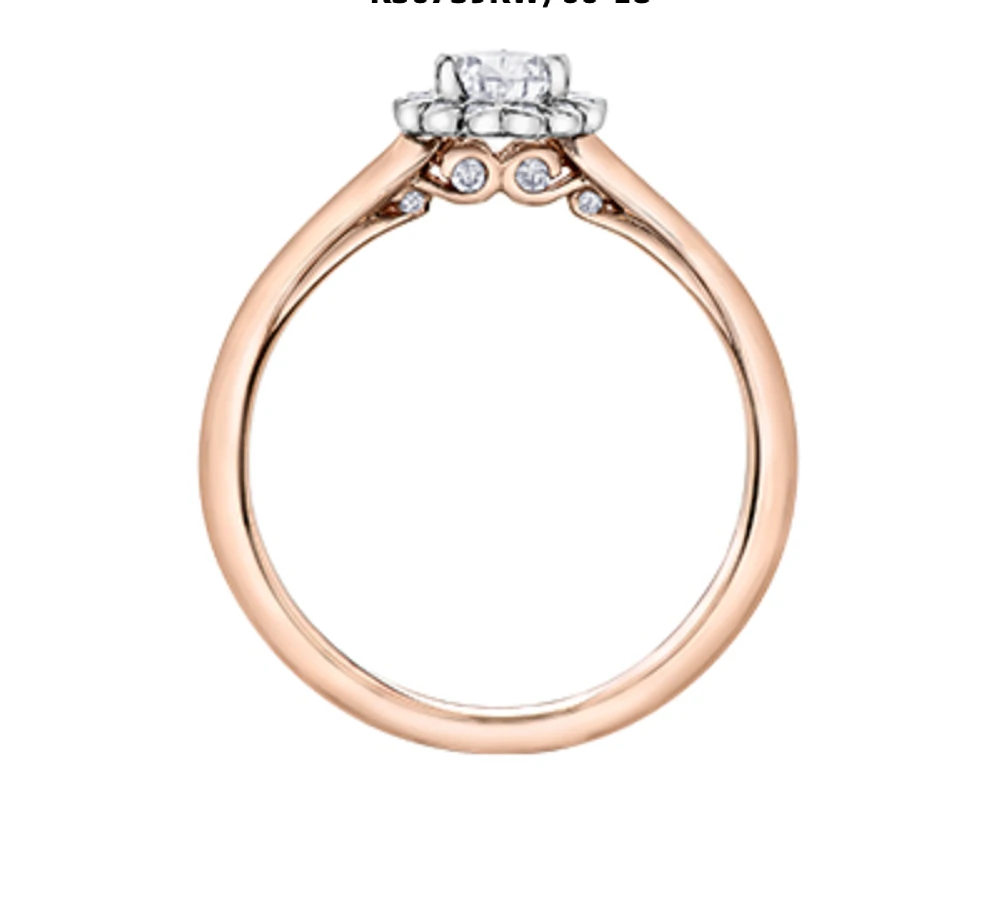 18K Rose Gold/Palladium Alloy (hypoallergenic) 0.62cttw Pear Shape Diamond Halo Ring - Gold /