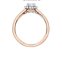 18K Rose Gold/Palladium Alloy (hypoallergenic) 0.62cttw Pear Shape Diamond Halo Ring - Gold /