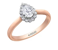 18K Rose Gold/Palladium Alloy (hypoallergenic) 0.62cttw Pear Shape Diamond Halo Ring - Gold /