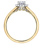 18K Yellow Gold/Palladium Alloy (hypoallergenic) 0.51cttw Oval Shape Diamond Halo Ring - Gold /