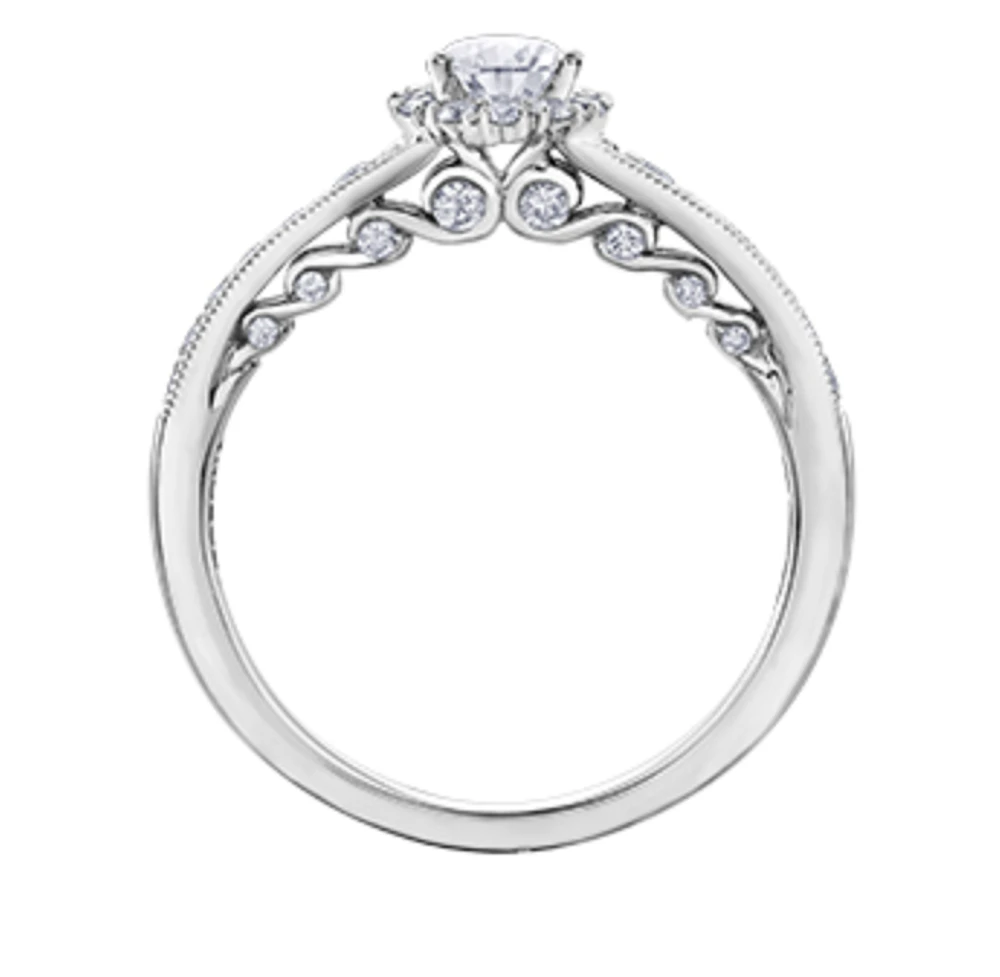 18K White Gold/Palladium Alloy (hypoallergenic) 0.90cttw Pear Shape Diamond Halo Ring - Gold /