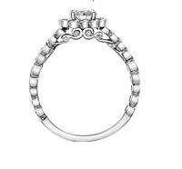 18K White Gold/Palladium Alloy (hypoallergenic) 0.83cttw Round Brilliant Diamond Halo Ring - Gold /