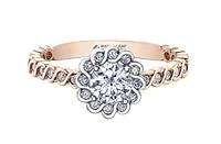18K White Gold/Palladium Alloy (hypoallergenic) 0.83cttw Round Brilliant Diamond Halo Ring - Gold /