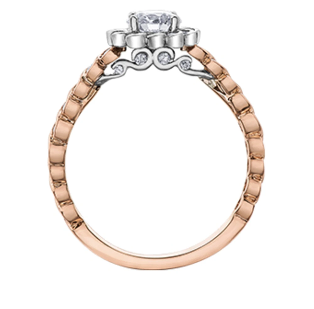 18K White Gold/Palladium Alloy (hypoallergenic) 0.83cttw Round Brilliant Diamond Halo Ring - Gold /