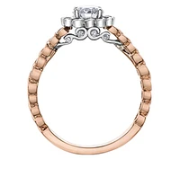 18K White Gold/Palladium Alloy (hypoallergenic) 0.83cttw Round Brilliant Diamond Halo Ring - Gold /