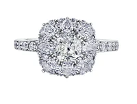 18K White Gold/Palladium Alloy (hypoallergenic) 1.50-2.31cttw Cushion Cut Diamond Halo Ring - Gold / 1.50 Carat Total