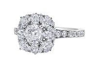 18K White Gold/Palladium Alloy (hypoallergenic) 1.50-2.31cttw Cushion Cut Diamond Halo Ring - Gold / 1.50 Carat Total