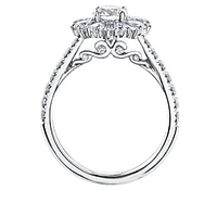 18K White Gold/Palladium Alloy (hypoallergenic) 1.50cttw Round Brilliant Diamond Halo Ring - Gold /