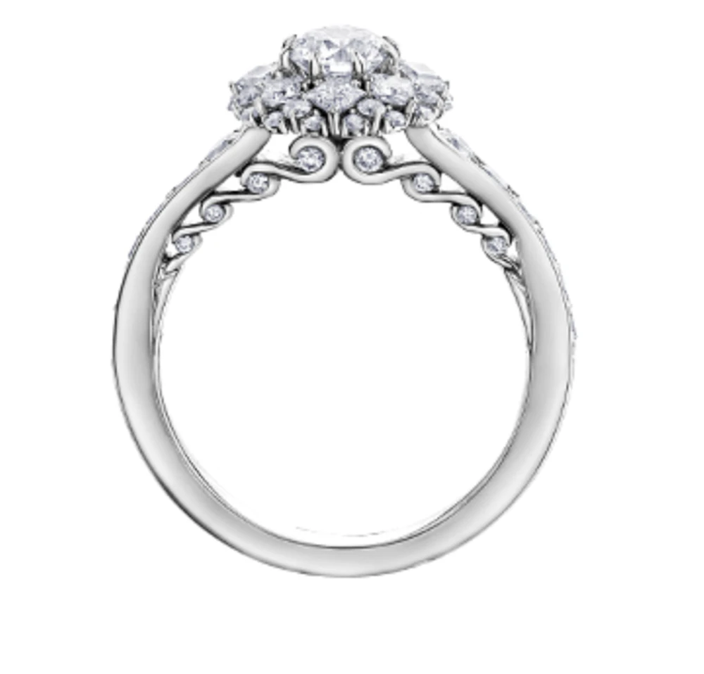 18K White Gold/Palladium Alloy(hypoallergenic) Halo Diamond Ring