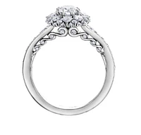 18K White Gold/Palladium Alloy(hypoallergenic) Halo Diamond Ring