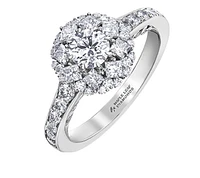 18K White Gold/Palladium Alloy(hypoallergenic) Halo Diamond Ring
