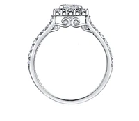 18K White Gold/Palladium Alloy (hypoallergenic) Princess Cut Halo Diamond Ring - Carat Total