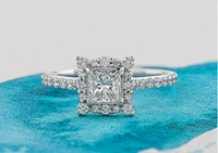 18K White Gold/Palladium Alloy (hypoallergenic) Princess Cut Halo Diamond Ring - Carat Total