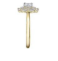 18K Yellow Gold/Palladium Alloy (hypoallergenic) 1.18cttw Round Brilliant Halo Diamond Ring